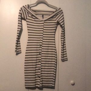 Stripe that down midi dress- BLACK/WHITE
